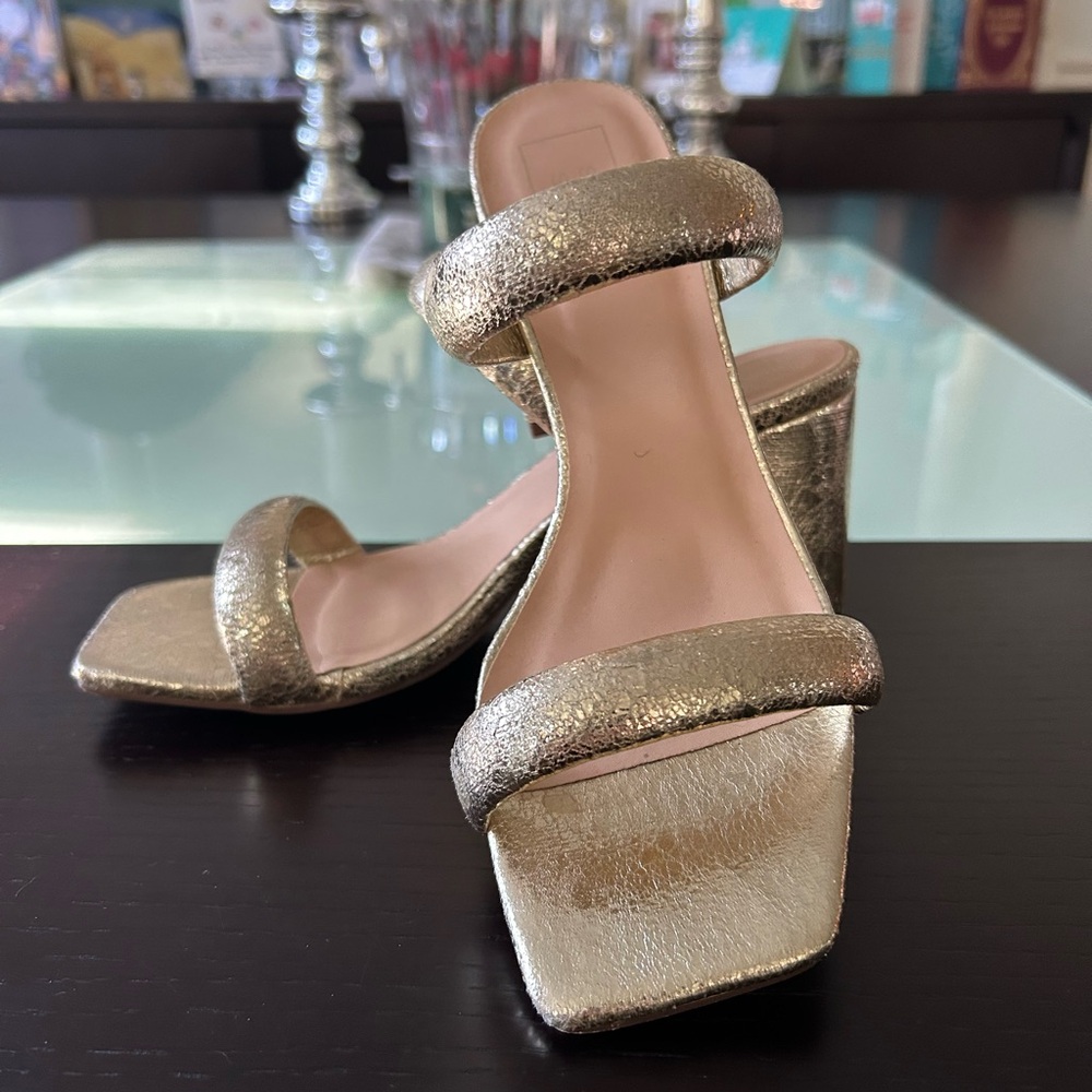 ShuShop Gold Metallic Women's Heeled Sandals